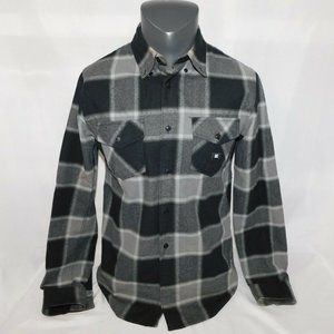 DC shoe Company mens S Black Gray Plaid Button Front shirt skater